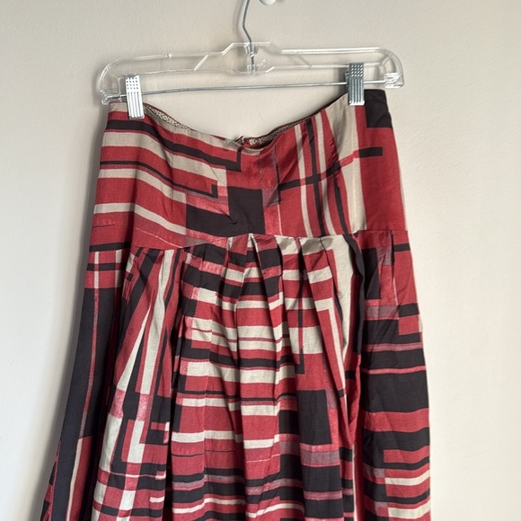 Peruvian Connection Red and Black Geometric Patterned Maxi Skirt 4 - Picture 3 of 10